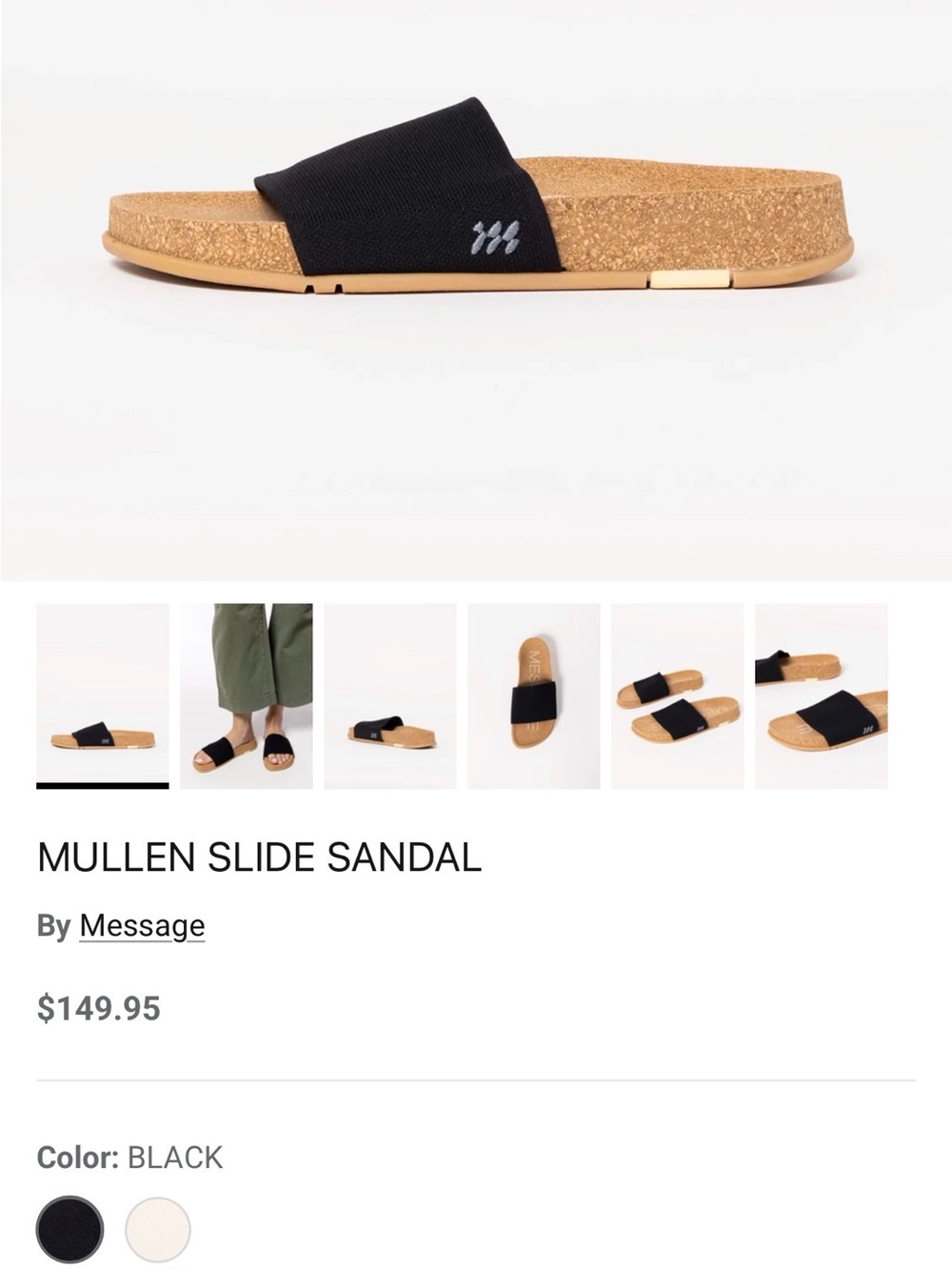 Black Slide Sandal with Elastic Strap - Picture 5 of 5